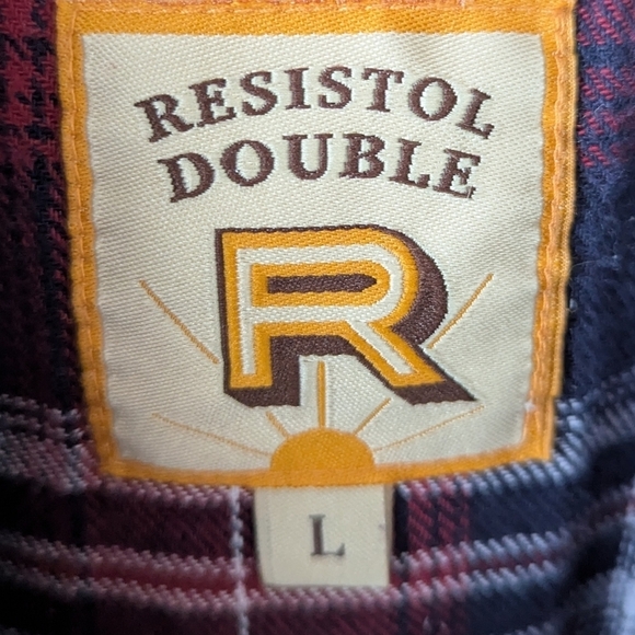 Resistor Double R Western Pearl Snap Long Sleeve Flannel Plaid Shirt Large - Picture 3 of 8
